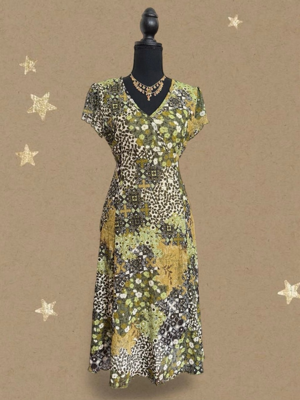 Vintage 2000s Boho Earth Fairy Fall Dress | US 8 - UK 12